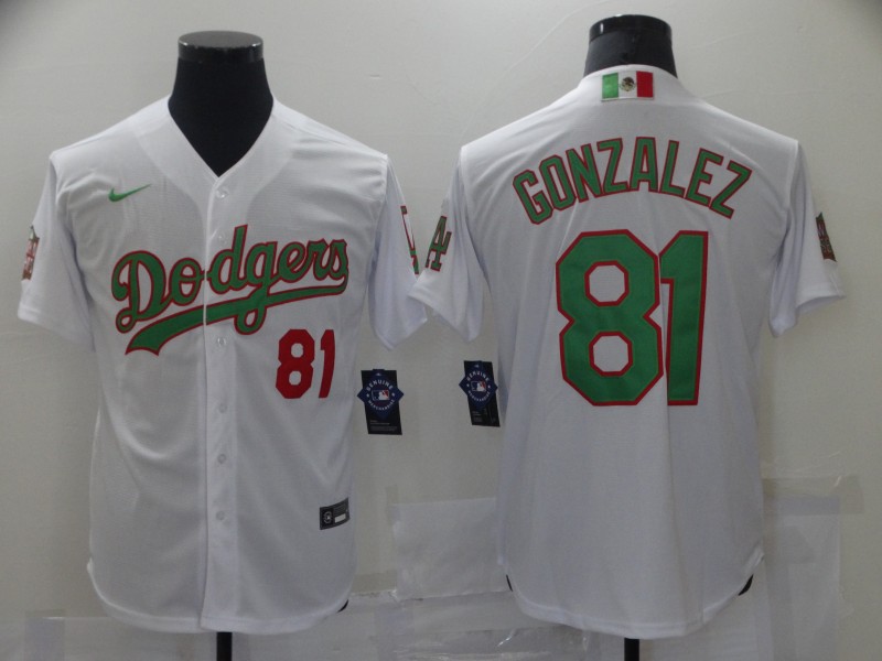Men's Los Angeles Dodgers Victor Gonzalez #81 White Stitched Jersey